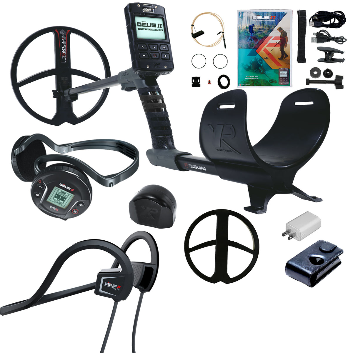 XP DEUS II FMF Metal Detector with 11" FMF Coil with Bone Conduction Headphones