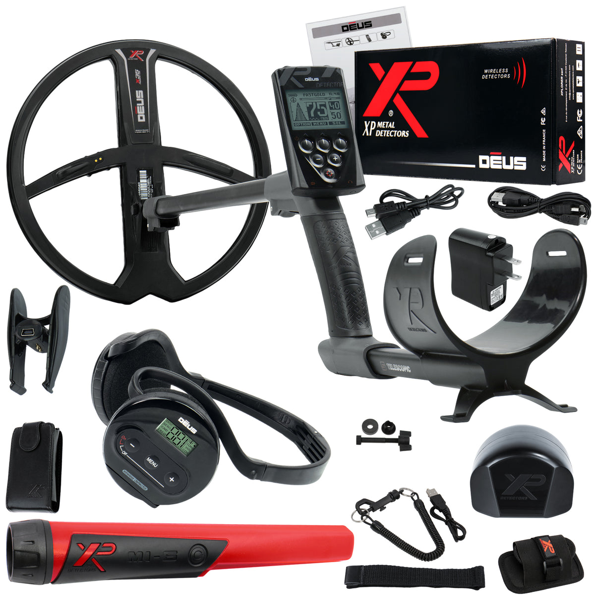 XP Deus Metal Detector w/ MI-6 Pinpointer, Headphones, Remote, 11” X35 Coil