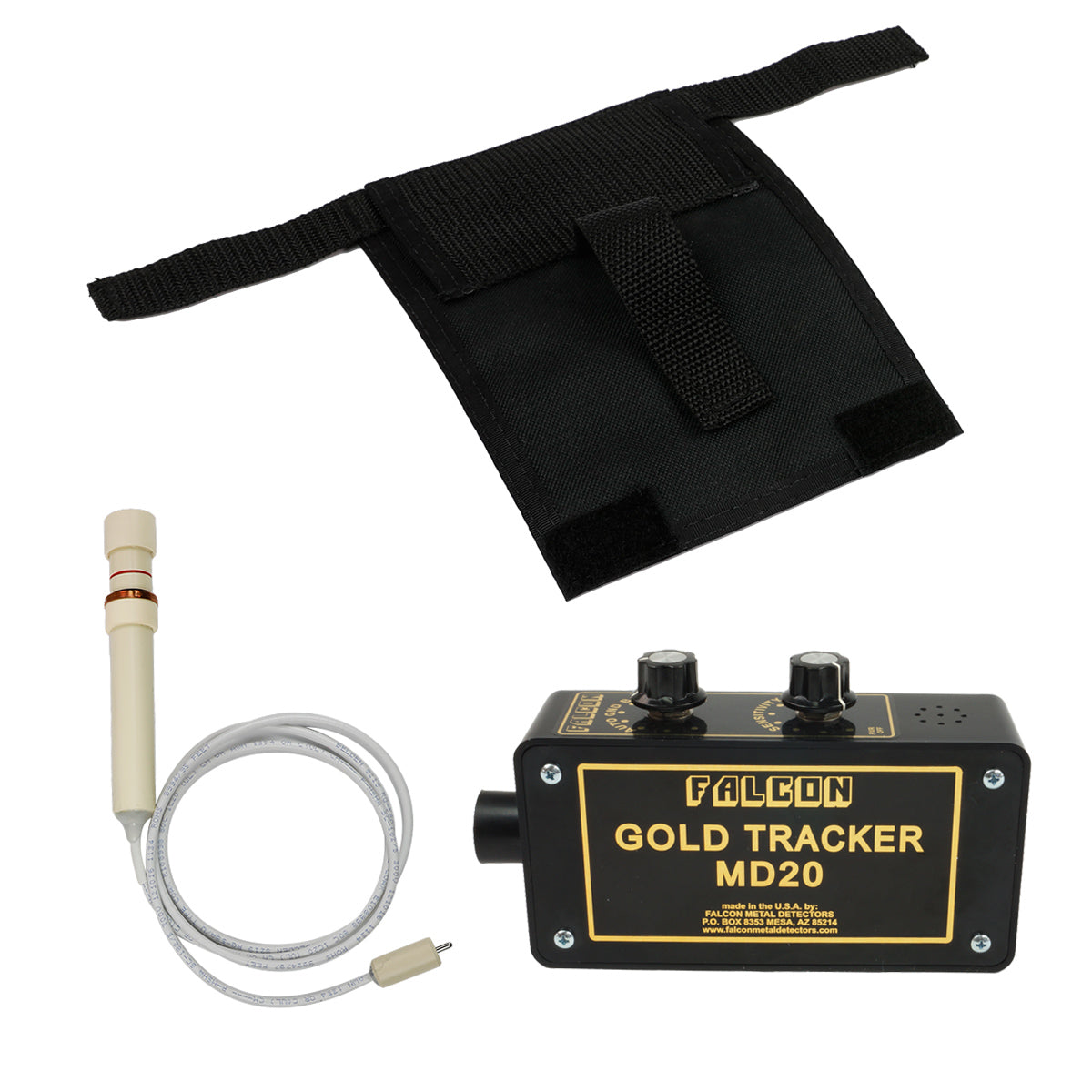 Falcon Gold Tracker MD20 Metal Detector 300kHz Probe with Belt Holster