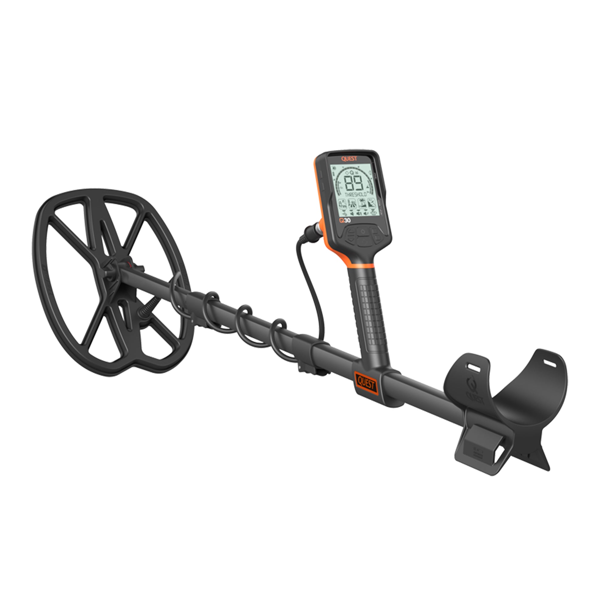 Quest Q30+ Metal Detector w/RaptorX TurboD 9x11" Coil & Wirefree Lite Headphones