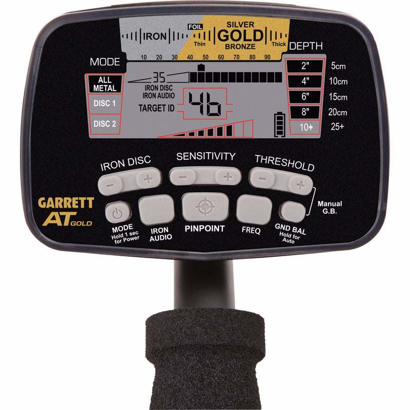Garrett AT Gold w/ PROformance DD Waterproof Coil, AT Propointer & 2 Headphones
