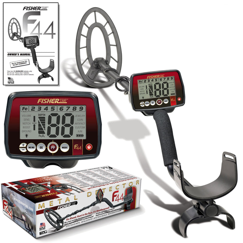 Fisher F44 Metal Detector with 11" Concentric Search Coil and 5 Year Warranty