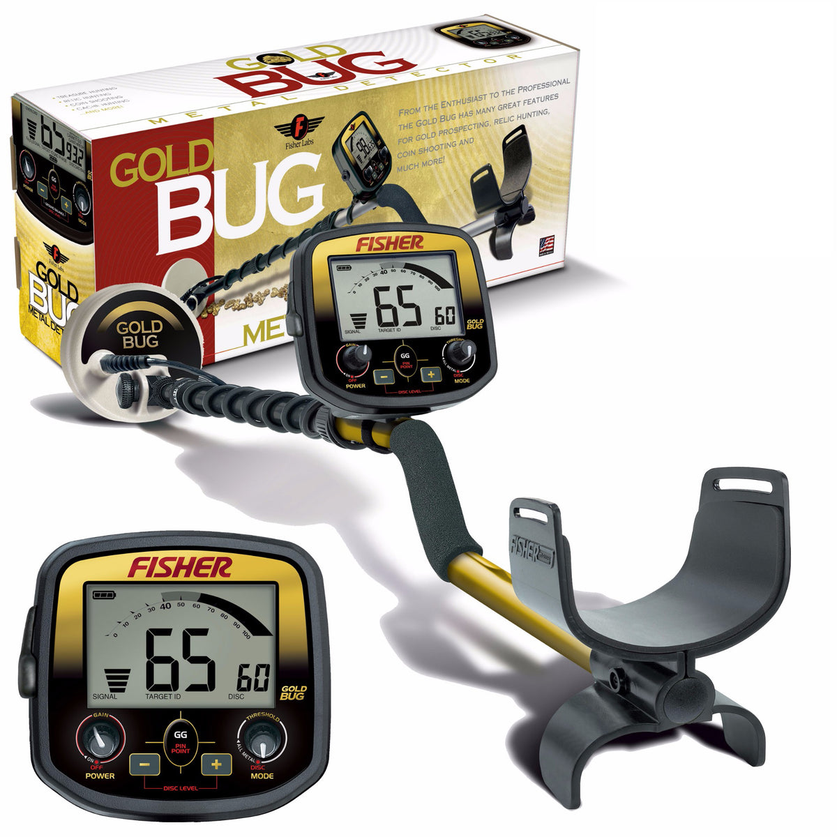 Fisher Gold Bug Metal Detector w/ 5" DD Double-D Search Coil and 5 Year Warranty