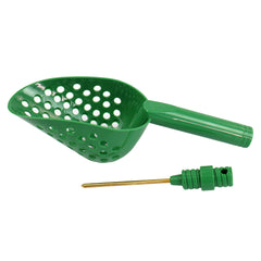 14" Green Plastic Metal Detector Sand Scoop for Gold Prospecting w/ Brass Probe