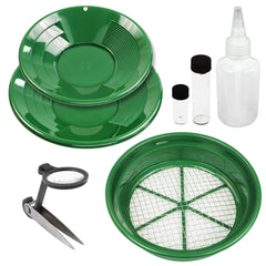 7 Piece Prospecting Mining Panning Kit Classifier & 2 Mesh Gold Sifting Pans