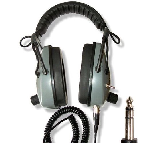 DetectorPro Gray Ghost NDT Headphones &amp; 2 Coil Cables with 1/4" Angle Plug for Metal Detector